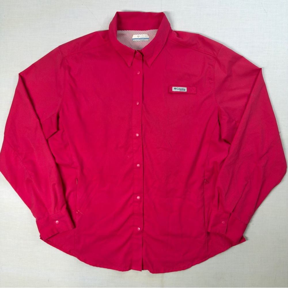 Women's Columba PFG Vented Fishing Shirt Size XL Roll-Tab Sleeves Snaps Pink - Picture 2 of 13